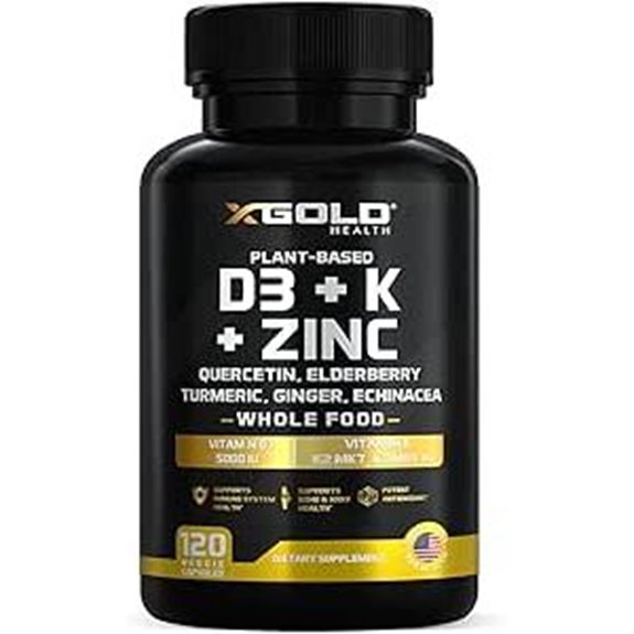 8-in-1 Vitamin D3/K2/K1 Zinc Turmeric Elderberry Quercetin capsules