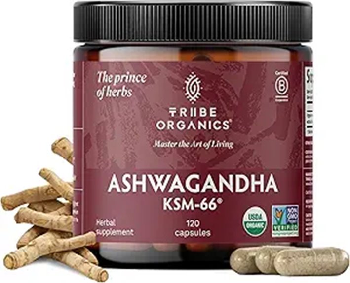 TRIBE ORGANICS Ashwagandha KSM-66 Extract Supplement (120)