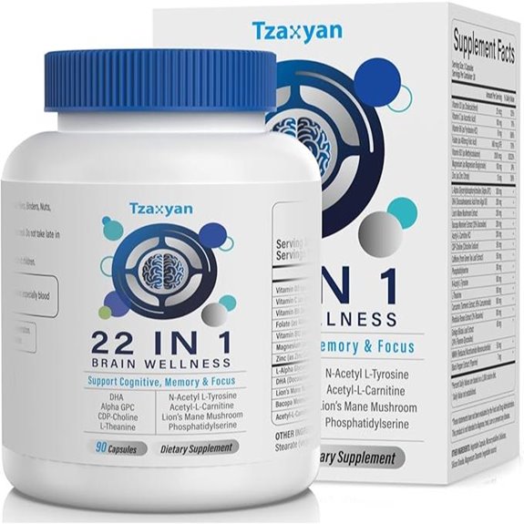 Brain Supplements for Memory Focus & Clarity (90 Capsules)