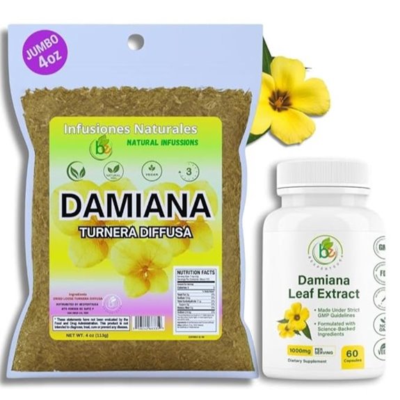 Damiana Tea + Capsules Combo Pack by BexpertsUSA
