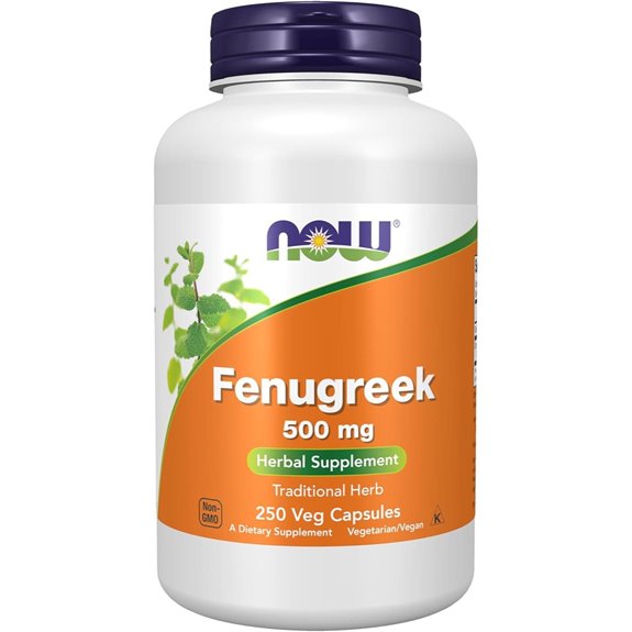 NOW Fenugreek 500 mg Herbal Supplement (250 Veg Capsules)