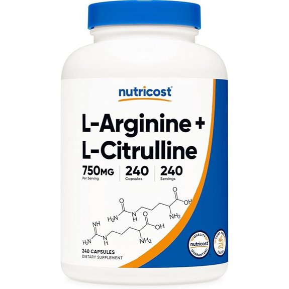 Nutricost L-Arginine L-Citrulline Complex 750mg 240 Capsules - Non-GMO