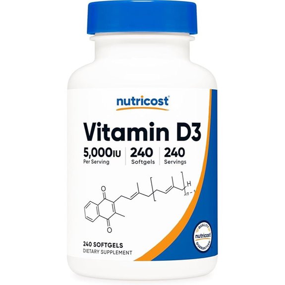 Nutricost Vitamin D3 5,000 IU Softgels (240)