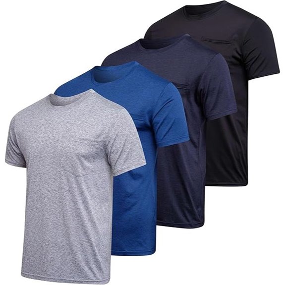 Real Essentials Men's Dry-Fit Pocket T-Shirt (4 Pack)