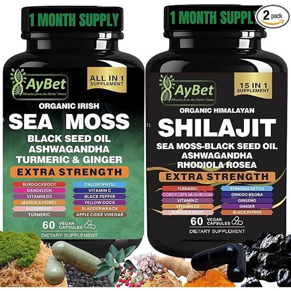 Sea Moss Shilajit Combo: All-in-One Vegan Vitamins 120 Capsules