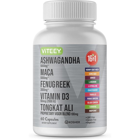 Viteey Ashwagandha Maca Fenugreek Supplement 60 Caps